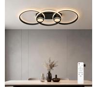 doporro Plafonnier LED Dimmable Lampe Plafond 70W Noir Éclairage de Plafond