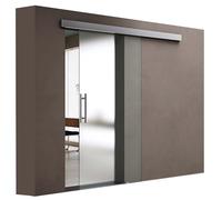 doporro Porte Coulissante en Verre pour L'intérieur 77,5cm x 205cm Verre de Sécurité Opaque Poignée Barre Porte Glissante Distance au Mur de 15mm Amalfi 14