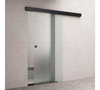 doporro Porte Coulissante en Verre pour L'intérieur 77,5cm x 215cm Verre de Sécurité Opaque Poignée Ronde Porte Glissante Distance au Mur de 15mm avec Amortisseur Amalfi 12H-775