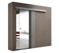 doporro Porte Coulissante en Verre pour L'intérieur 90cm x 205cm Verre de Sécurité Opaque Poignée Ronde Porte Glissante Distance au Mur de 15mm Amalfi 12