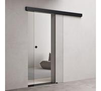 doporro Porte Coulissante en Verre pour L'intérieur 90cm x 205cm Verre de Sécurité Transparent Poignée Ronde Porte Glissante Distance au Mur de 15mm avec Amortisseur Amalfi 19-900