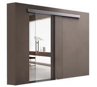 doporro Porte Coulissante en Verre pour L'intérieur 90cm x 205cm Verre de Sécurité Transparent Poignée Barre Porte Glissante Distance au Mur de 15mm avec Amortisseur Amalfi 20