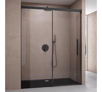 doporro Porte de Douche Coulissante 110x195cm pour Niche 110cm Paroi de Douche Transparente Verre de Sécurité avec Revêtement Anti-calaire Teramo12