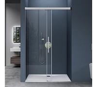 doporro Porte de Douche Coulissante 110x195cm pour Niche 110cm Paroi de Douche Transparente Verre de Sécurité avec Revêtement Anti-calaire Teramo12