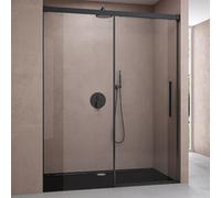 doporro Porte de Douche Coulissante pour Niche 110cm Verre Trempé 8mm