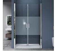 doporro Double Porte de Douche Pivotante pour Niche 120cm Verre Trempé 8mm