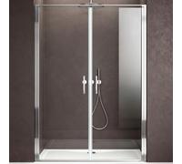 doporro Porte de Douche Pivotante pour Niche 120cm Verre Trempé 8mm | Paroi de Douche, Verre de Sécurité Transparent, Revêtement Anti-Calcaire, 120x195cm, Teramo66K