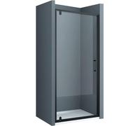 doporro Porte de Douche Pivotante pour Niche 75cm Verre Trempé 8mm | Paroi de Douche, Verre de Sécurité Transparent, Revêtement Anti-Calcaire, Profilé Noir, 75x200cm, Teramo61K