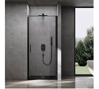 doporro Porte de Douche Pivotante Transparente 80x195cm Paroi de Douche Noir pour Niche Verre de 8mm Anti-calaire Teramo36K