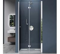 doporro Porte de douche pliable 120cm paroi de douche transparent pliante pour niche Teramo26K porte rabattable montage réversible