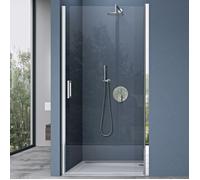 doporro Porte de douche transparent 85cm autolevante pivotante 85x195cm paroi de douche à verre anti-calcaire Teramo24k