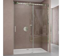 doporro Porte de Douche Transparent pour Niche 110cm Paroi de Douche avec Porte Coulissante Teramo4 en Verre de Sécurité Anticalcaire 110x195cm