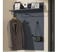 doporro Porte Manteau Meuble Entrée Panneau Mural Rangement Compartimenté avec Barre de Suspension 5 Crochets Gris Noir Mat Gabo-01