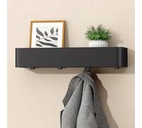 doporro Porte Manteau Mural 4 Crochets Cachés Patère Murale avec Étagère de Rangement Porte-Manteau Porte Clé Noir Sablé pour Entrée Salle de Bain Cuisine Reglo-05