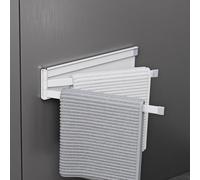 doporro Porte Serviette Magnétique Mural Pliable Rangement Serviettes Torchon Blanc Mat en Acier au Carbone sans Perçage pour Salle de Bain Cuisine 24 cm Folda02