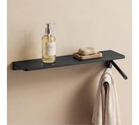 doporro Porte-Serviettes Mural, 2 Barres Pliable, avec Étagère de Douche Gris, Rangement Serviettes, à Visser, en Alliage d'Aluminium, Salle de Bain Cuisine, Reglo-19