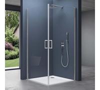 doporro Portes De Douche Transparent Autolevantes Paroi De Douche Ravenna24K Pare Douche avec Bac à Douche 100X80X195cm Montage Réversible