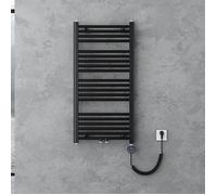 doporro Radiateur de Salle de Bain Sèche-Serviette 100x50cm Radiateur Tubulaire Vertical Chauffage Électrique Gris-Noir avec Résistance pour Radiateur 600W