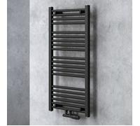 Sogood Radiateur de Salle de Bain Sèche-Serviette 100x50cm Radiateur Tubulaire Vertical Chauffage à Eau Chaude Gris-Noir