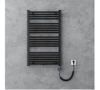 doporro Radiateur de Salle de Bain Sèche-Serviette 100x60cm Chauffage Électrique Gris-Noir avec Résistance pour Radiateur 600W