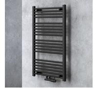 Sogood Radiateur de Salle de Bain Sèche-Serviette 100x60cm Radiateur Tubulaire Vertical Chauffage à Eau Chaude Gris-Noir