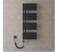 doporro Radiateur de Salle de Bain Sèche-Serviette 104x40cm Radiateur à Eau Chaude Gris Noir avec Résistance pour Radiateur 800W FN