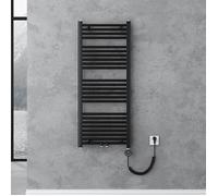 doporro Radiateur de Salle de Bain Sèche-Serviette 120x50cm Chauffage Électrique Gris-Noir avec Résistance pour Radiateur 600W