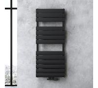 doporro Radiateur de Salle de Bain Sèche-Serviette 120x50cm Radiateur à Eau Chaude Vertical Gris-Noir Sèche-serviettes de Salle de Bains