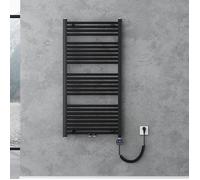 doporro Radiateur de Salle de Bain Sèche-Serviette 120x60cm Chauffage Électrique Gris-Noir avec Résistance pour Radiateur 600W