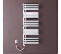 doporro Radiateur de Salle de Bain Sèche-Serviette 131x50cm Radiateur à Eau Chaude Blanc avec Résistance pour Radiateur 1000W FN