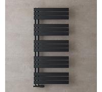 doporro Radiateur de Salle de Bain Sèche-Serviette 131x60cm Radiateur à Eau Chaude Gris Noir Sèche-Serviettes Design FN