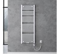 doporro Radiateur de Salle de Bain Sèche-Serviette 140x50cm Radiateur Tubulaire Vertical Chauffage Électrique Blanc avec Résistance pour Radiateur 800W