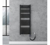 doporro Radiateur de Salle de Bain Sèche-Serviette 140x50cm Radiateur Tubulaire Vertical Chauffage Électrique Gris-Noir avec Résistance pour Radiateur 800W