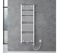 doporro Radiateur de Salle de Bain Sèche-Serviette 140x60cm Radiateur Tubulaire Vertical Chauffage Électrique Blanc avec Résistance pour Radiateur 800W