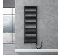 doporro Radiateur de Salle de Bain Sèche-Serviette 180x60cm Radiateur Tubulaire Vertical Chauffage Électrique Gris-Noir avec Résistance pour Radiateur