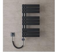 doporro Radiateur de Salle de Bain Sèche-Serviette 76x40cm Radiateur à Eau Chaude Gris Noir avec Résistance pour Radiateur 600W FN