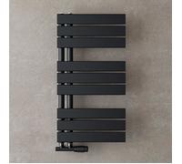 doporro Radiateur de Salle de Bain Sèche-Serviette 76x40cm Radiateur à Eau Chaude ou Électrique Gris Noir Sèche-Serviettes Design