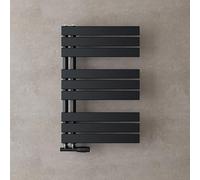 doporro Radiateur de Salle de Bain Sèche-Serviette 76x50cm Radiateur à Eau Chaude Gris Noir Sèche-Serviettes Design FN