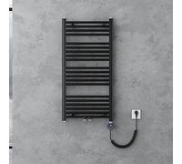 doporro Radiateur de Salle de Bain Sèche-Serviette 100x50cm Chauffage Électrique Gris-Noir avec Résistance pour Radiateur 600W