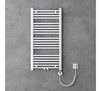 doporro Radiateur Sèche-Serviette Eau Chaude 100x60cm avec Résistance | 600W, Blanc, Salle de Bain, RHE