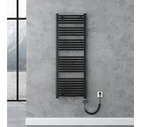 doporro Radiateur de Salle de Bain Sèche-Serviette 140x50cm Chauffage Électrique Gris-Noir avec Résistance pour Radiateur 800W
