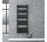 doporro Radiateur de Salle de Bain Sèche-Serviette 160x60cm Chauffage Électrique Gris-Noir avec Résistance pour Radiateur 800W