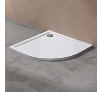 doporro Receveur de douche 100x100 bac à douche quart de cercle extraplat acrylique blanc Faro3 avec bonde AL02 100x100x4cm