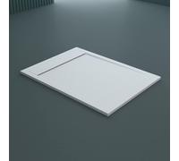 doporro Receveur de Douche 80x120 Bac à Douche Ultra Plat en Fonte Minérale Blanc Quore 80x120x3cm