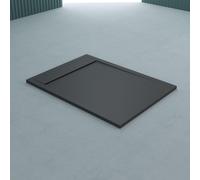 doporro Receveur de Douche 80x140 Bac à Douche Ultra Plat en Fonte Minérale Gris-Noir Quore 80x140x3cm