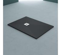 doporro Receveur de Douche 90x140 Bac à Douche Ultra Plat en Fonte Minérale Gris-Noir Madison 90x140x3cm + Bonde AL06