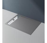 doporro Receveur de Douche à Carreler à Poser en Solid Surface Bac à douche Rectangulaire Extraplat Gris avec Bonde Design Corvus 120x90x3cm