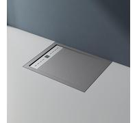 doporro Receveur de Douche à Carreler à Poser en Solid Surface Bac à douche Rectangulaire Extraplat Gris avec Bonde Corvus 100x80x3cm