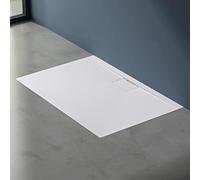 doporro Receveur de Douche Bac à Douche Ultra Plat en Solid Surface Blanc Mat Geoma07 70x120x3 cm
