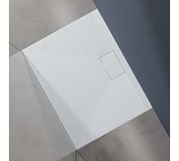 doporro Receveur de Douche Bac à Douche Ultra Plat en Solid Surface Blanc Mat Geoma07 70x90x3 cm